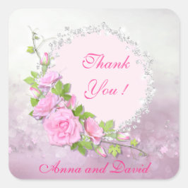 Lyxig Modern Glitter Blommig Lägg Till Din Text Fyrkantigt Klistermärke