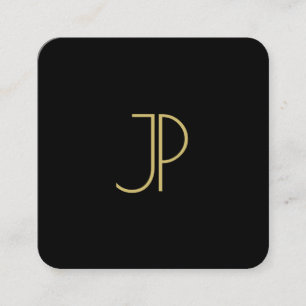 Lyxig Modern Guld Utseende Monogram Initial Mall Fyrkantigt Visitkort