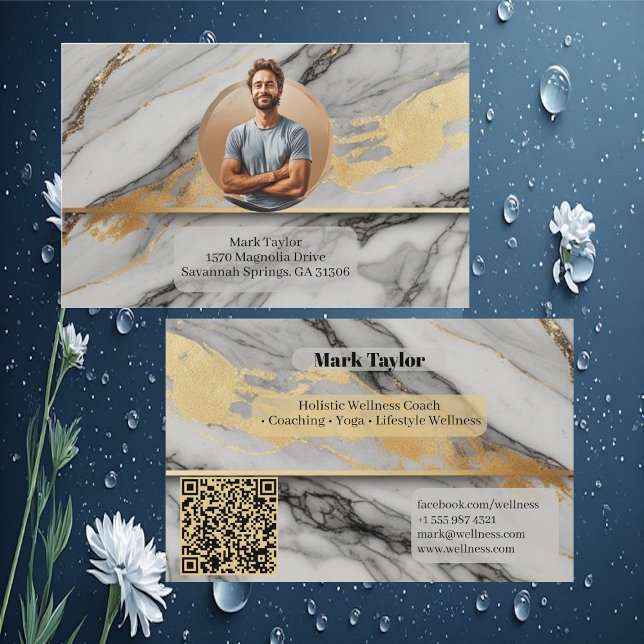 Lyxig Modern Holistisk Wellness Coach Alkoholbläck Visitkort (Luxury Modern Holistic Wellness Coach Alcohol Ink Business Card)