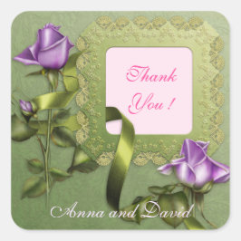 Lyxig Modern Lila Blommig Lägg Till Din Text Fyrkantigt Klistermärke