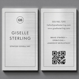 Lyxig Modern Metallisk Monogram QR-kod Visitkort