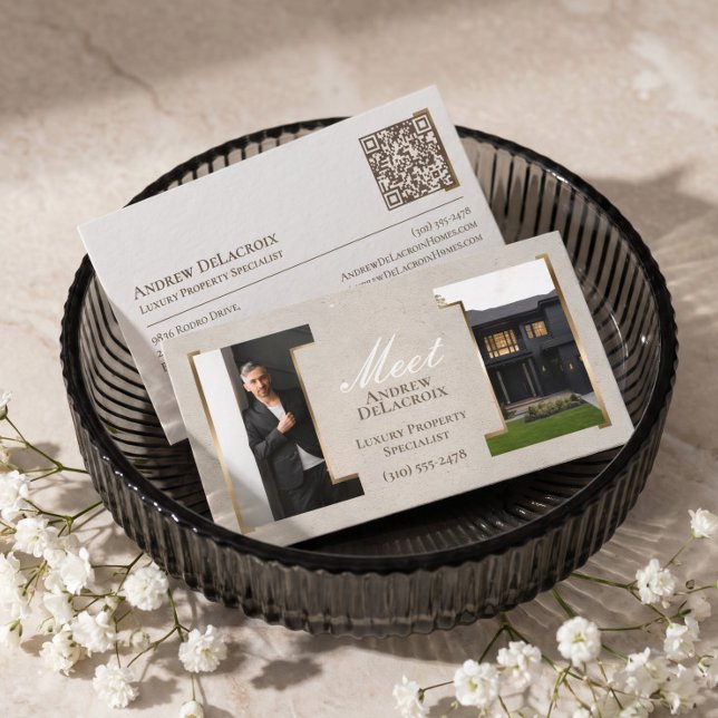 Lyxig Modern Professionell Fastighetsmäklare Foto Visitkort (Luxury Modern Professional Real Estate Agent Photo Business Card)