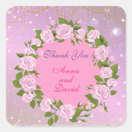 Lyxig Modern Ros Lägg Till Din Text Fyrkantig Klis Fyrkantigt Klistermärke