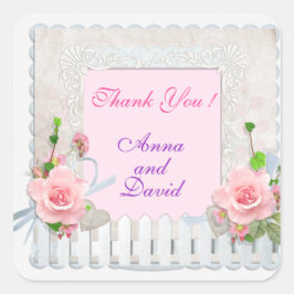 Lyxig Modern Rosa Blommig Lägg Till Din Text Fyrkantigt Klistermärke