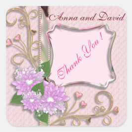 Lyxig Modern Rosa Hjärtformad Lägg Till Din Text Fyrkantigt Klistermärke