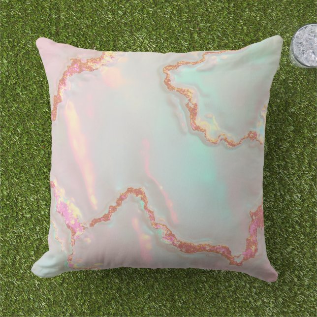 Lyxig Modern Rosa Mjuk Mint Guld Kollektion Kudde (Gräs)
