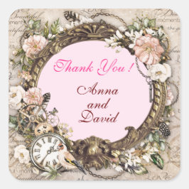 Lyxig Modern Rosa Ros Tilläg din Text Fyrkantig Kl Fyrkantigt Klistermärke