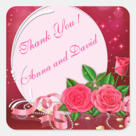 Lyxig Modern Rosa Ros Tilläg Your Text Fyrkantigt Klistermärke