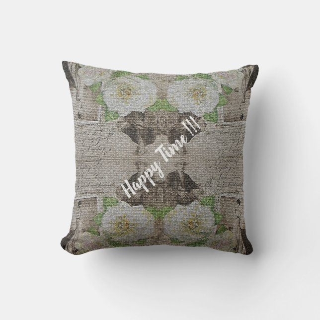 Lyxig Modern Vintage Blommig Ros Kudde (Framsida)