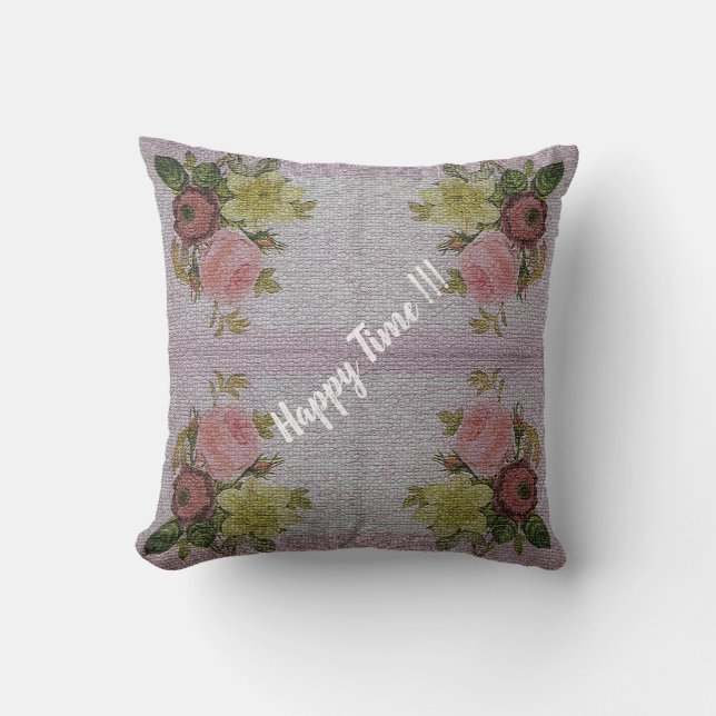 Lyxig Modern Vintage Blommig Ros Kudde (Framsida)