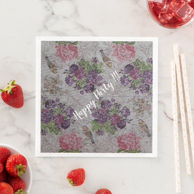 Lyxig Modern Vintage Blommig Ros Pappersservett (Insitu)