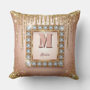 Lyxig monogram bokstav med eget namn kudde