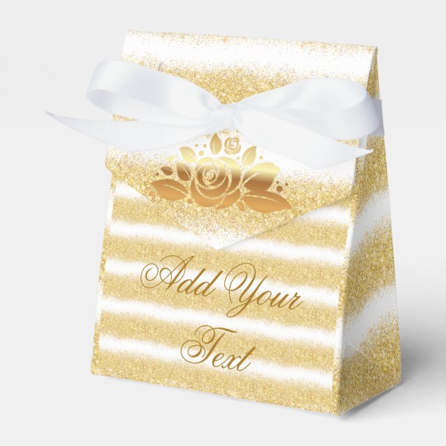 Lyxig Monogramvit Guldglitter Presentaskar (Framsidan Sidan)