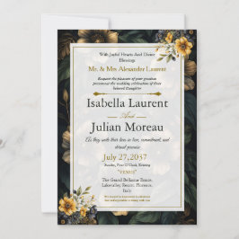 Lyxig Mörk Blommig Elegant Bröllopsinbjudan Inbjudningar
