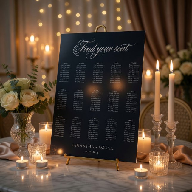 Lyxig Mörk Skiffer Bröllops Sittplatsschema Poster (Skapare uppladdad)