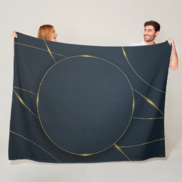 Lyxig Mörkblå Guld Cirkel Abstrakt Design Fleecefilt