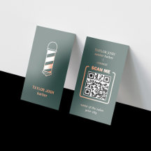 Lyxig Mörkgrön Rosa Guld Folie Barber QR-kod