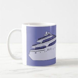 Lyxig motorjakt Modern vit superyacht Kaffemugg