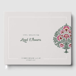 Lyxig Mughal blomsterbröllopsgästbok – Elegant Gästböcker