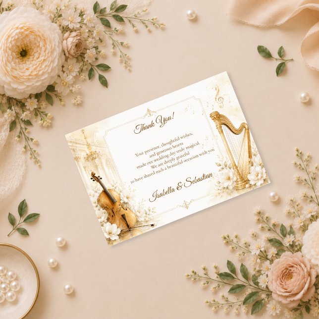 Lyxig Musikalisk Elegans Bröllop Tack Kort (Skapare uppladdad)