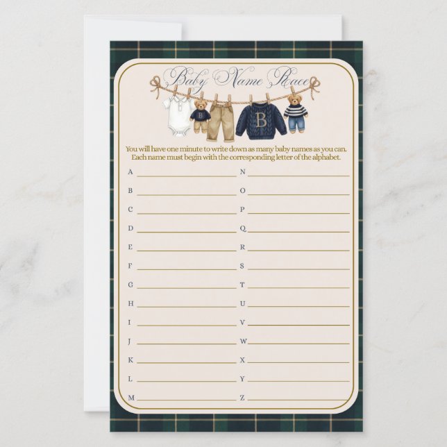 Lyxig Nalle Plaid Bebis Dusj Spel (Framsida)