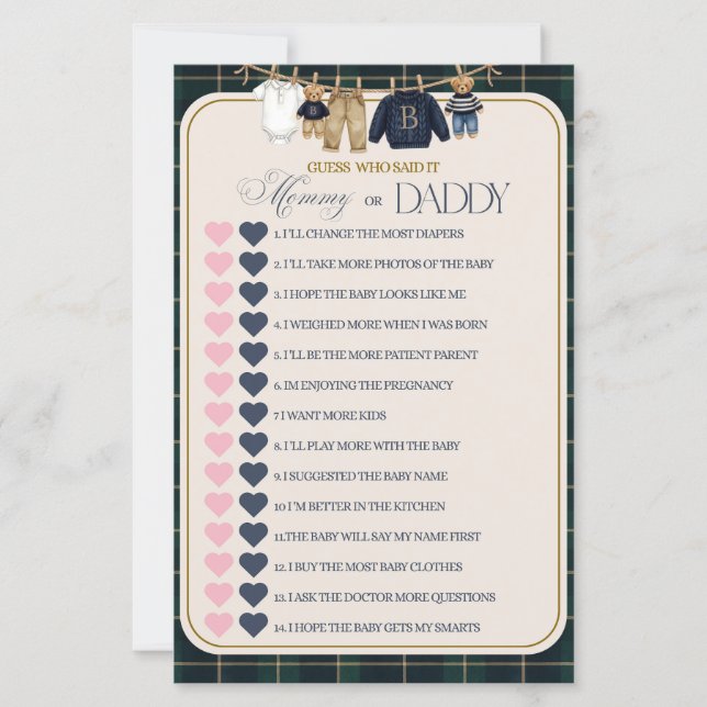 Lyxig Nalle Plaid Bebis Dusj Spel (Framsida)