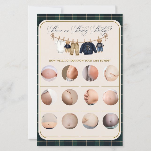 Lyxig Nalle Plaid Bebis Shower Roligt Spel (Framsida)