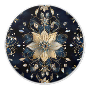 Lyxig Navy Guld Blommig Knopp