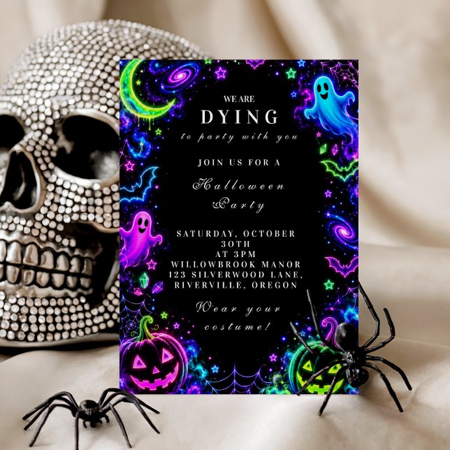 Lyxig Neon Halloweenfirande Inbjudningar (Skapare uppladdad)