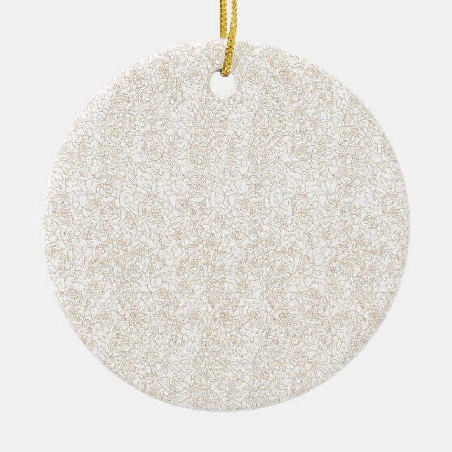 Lyxig Neutral Blomsterornament Julgransprydnad Keramik (Framsidan)