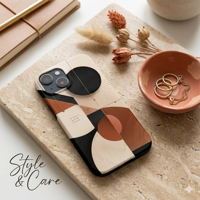 Lyxig Neutral Geometrisk Estetik iPhone 13 Mini (Luxury Neutral Geometric Aesthetic iPhone 13 Mini Case)