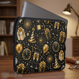 Lyxig Nyårsfirande Mönster Laptop Fodral