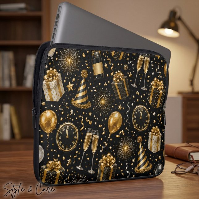 Lyxig Nyårsfirande Mönster Laptop Fodral (Luxury New Year Celebration Pattern Laptop Sleeve)