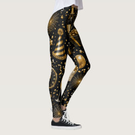 Lyxig Nyårsfirande Mönster Leggings