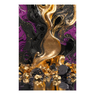 Lyxig Obsidian & Guld Fluid Art - Elegant Abstrakt Fototryck
