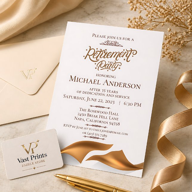 Lyxig pensionsfest inbjudningar (Luxurious Retirement Party Invitation
)