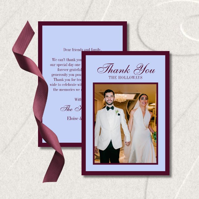 Lyxig Periwinkle och Plommon Platt Tacksamhetskort Tack Kort (Luxury Periwinkle and Plum Flat Thank You Card
)