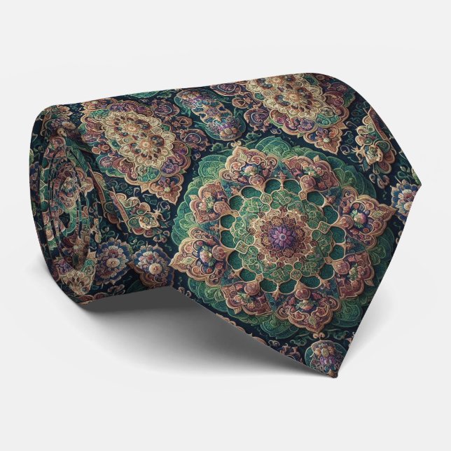 Lyxig persisk designerstil | Falsk silkesnäbband Slips (Rullad)