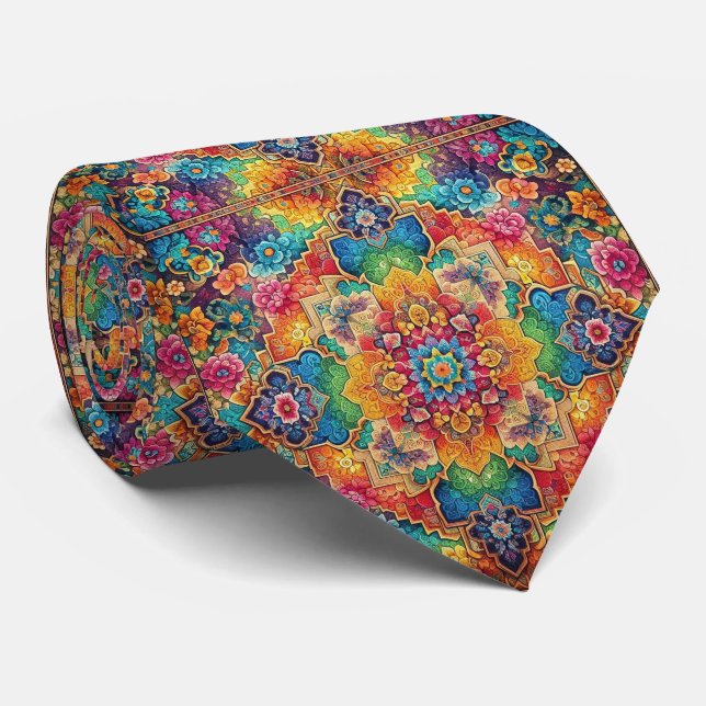 Lyxig persisk designerstil | Falsksilkesnäbband Slips (Rullad)
