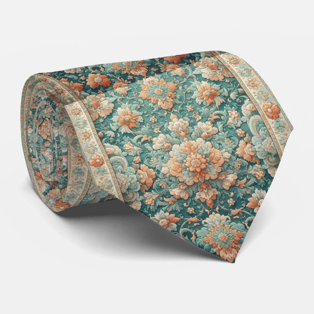 Lyxig persisk designerstil | Falsksilkesnäbband Slips (Rullad)