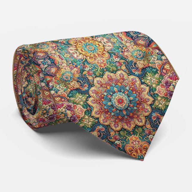 Lyxig persisk designerstil | Falsksilkesnäbband Slips (Rullad)