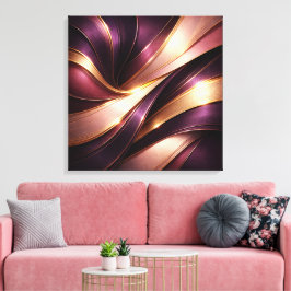 Lyxig Plommon & Guld Flöde Abstrakt Canvas Konst