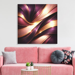 Lyxig Plommon & Guld Flöde Abstrakt Canvas Konst