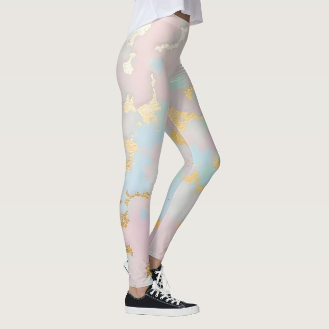 Lyxig Populär Rosa Rosa Mint Guld Kollektion Leggings (Höger)