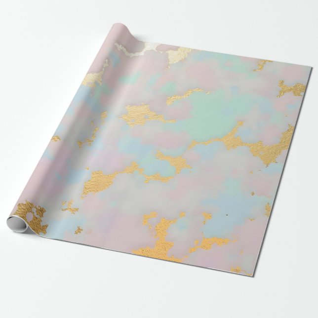 Lyxig Populär Rosa Rosa Mint Guld Kollektion Presentpapper (Utrullad)
