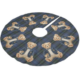 Lyxig Preppy Rutig Teddybjörn Julgransmatta Borstad Polyester