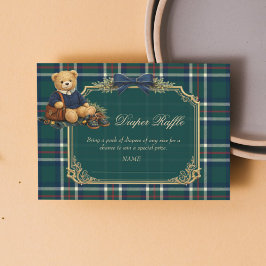 Lyxig Preppy Teddybjörn Baby Shower Blöja Lotteri Tilläggskort