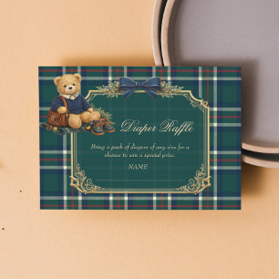 Lyxig Preppy Teddybjörn Baby Shower Blöja Lotteri Tilläggskort