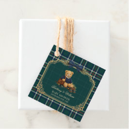 Lyxig Preppy Teddybjörn Rutig Bebis Shower Gåvor Etiketter
