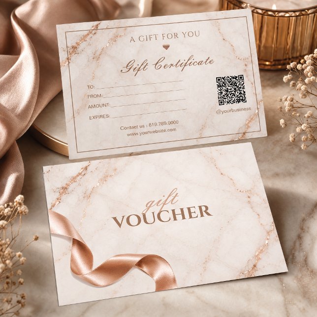 Lyxig presentkort i marmor | Roséguld skönhet  (Luxury Marble Gift Certificate | Rose Gold Beauty #giftcertificate #giftvoucher)